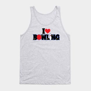 I Love Bowling Typographic Tank Top